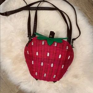 Woven strawberry basket bag